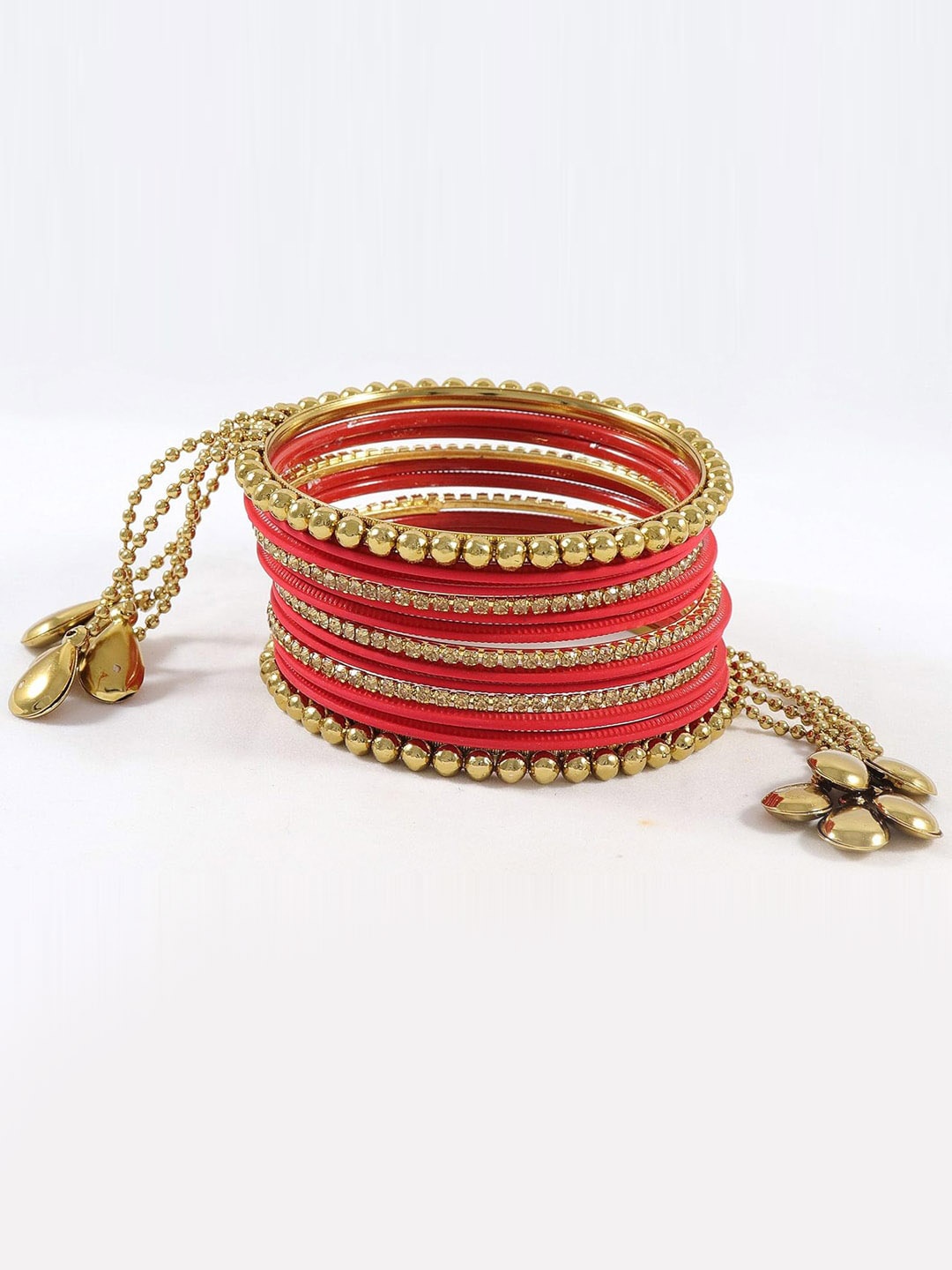 

NMII Set Of 26 Zircon Studded Latkan Bangles, Gold