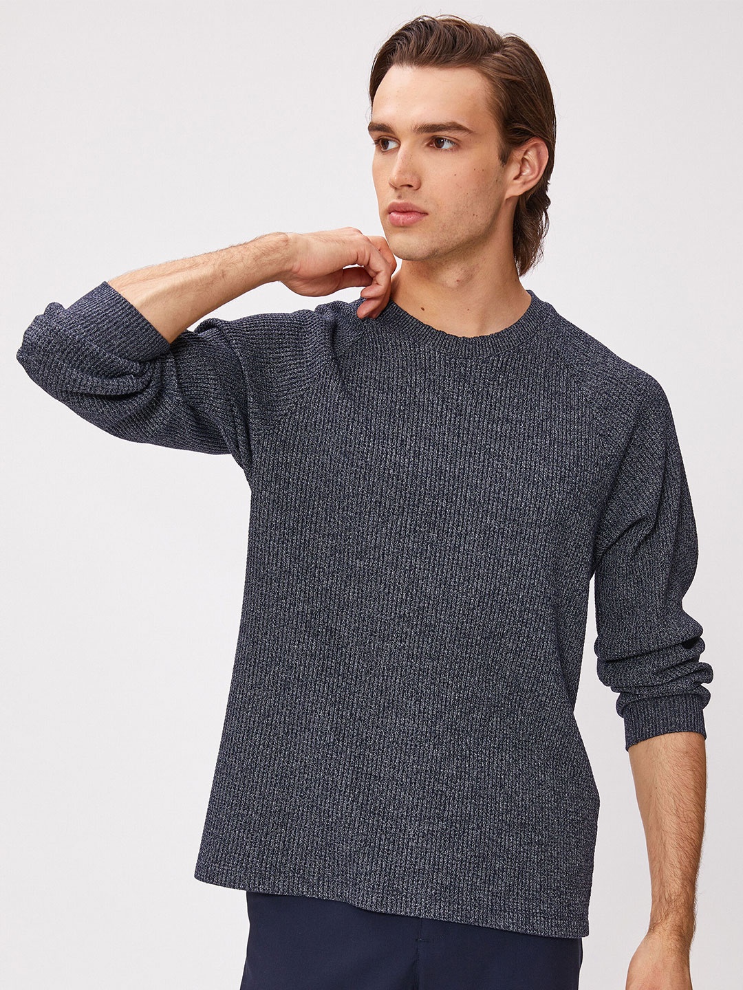 

Koton Ribbed Long Sleeves Pullover, Grey