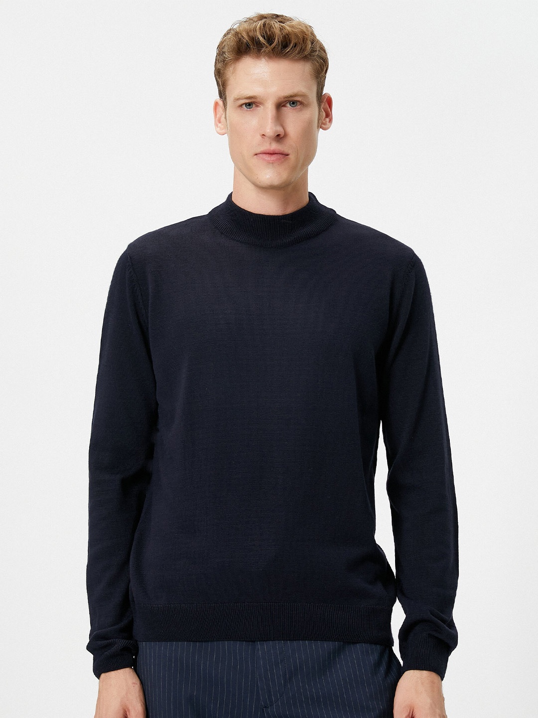 

Koton Ribbed Turtle Neck Pure Acrylic Pullover, Navy blue