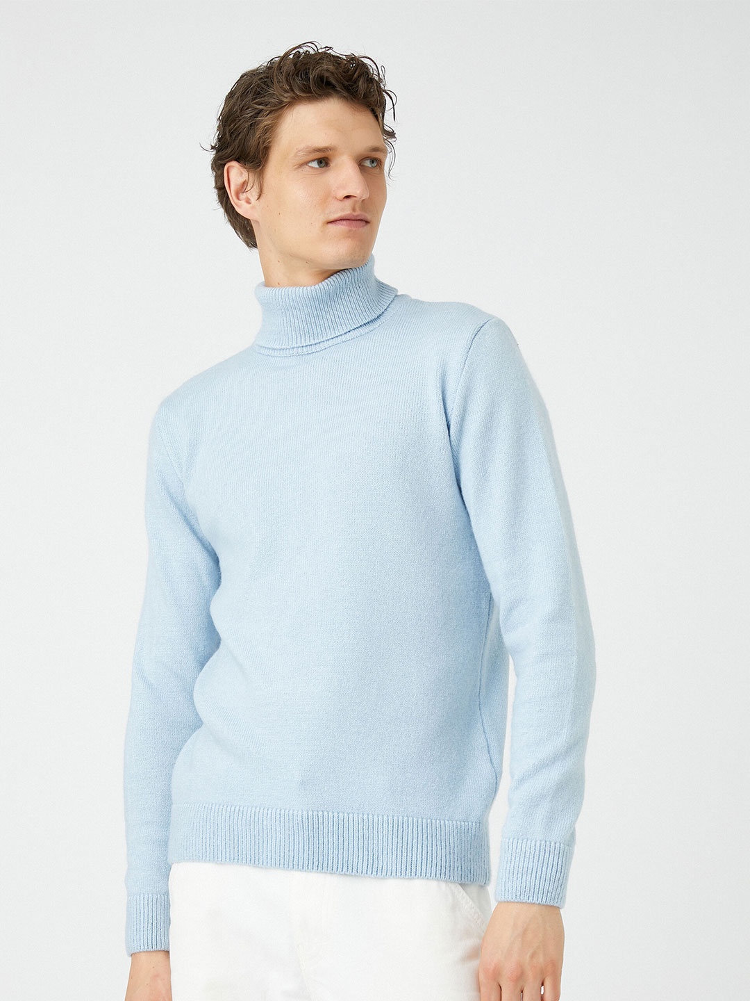 

Koton Ribbed Turtle Neck Pure Acrylic Pullover, Blue