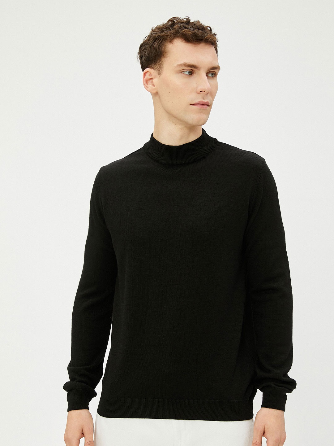 

Koton Mock Collar Long Sleeve Acrylic Pullover Sweater, Black