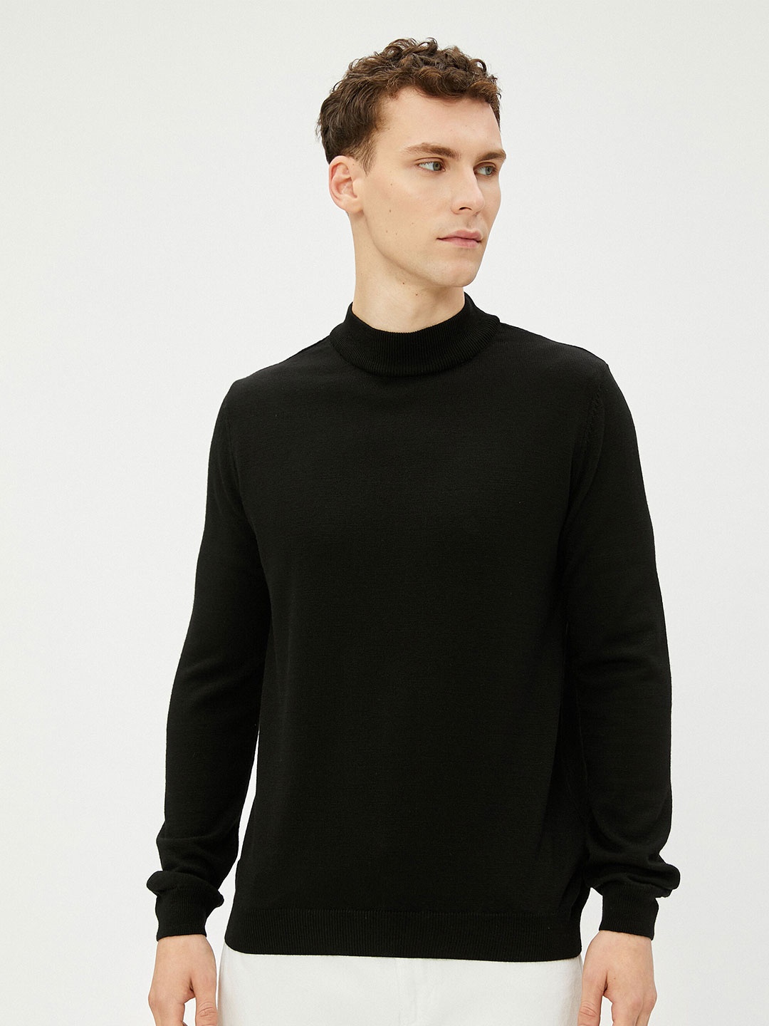 

Koton High Neck Acrylic Pullover Sweaters, Black