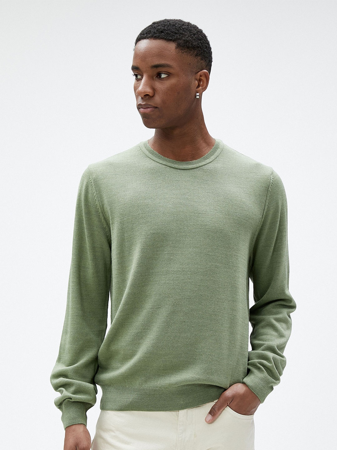 

Koton Round Neck Acrylic Pullover Sweaters, Green