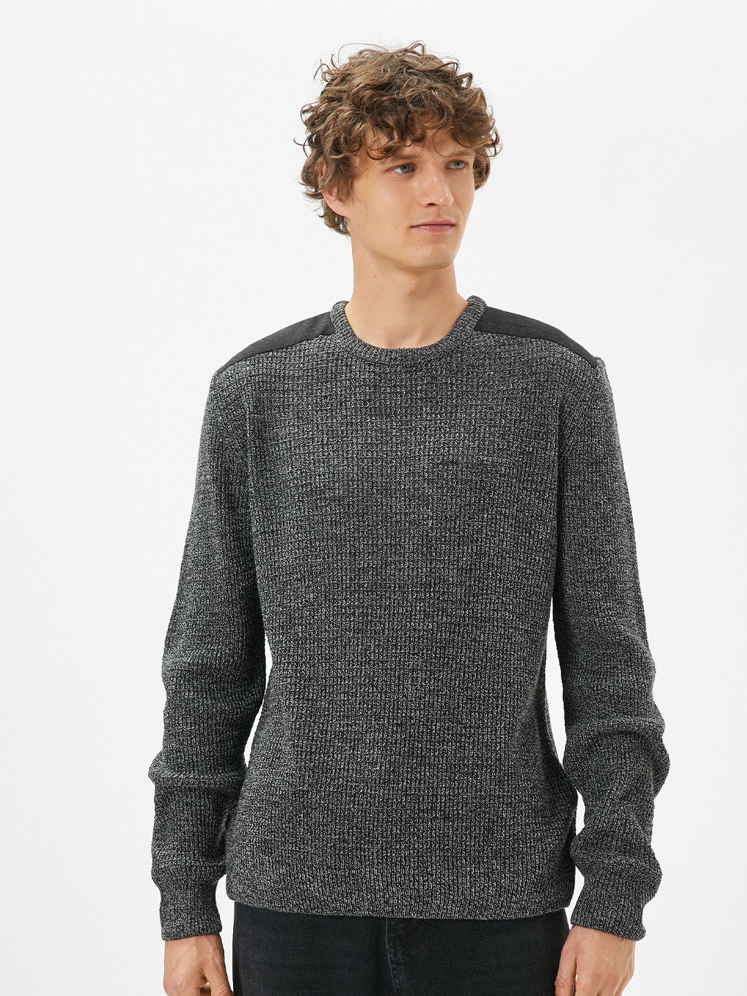 

Koton Cable Knit Acrylic Pullover Sweaters, Black