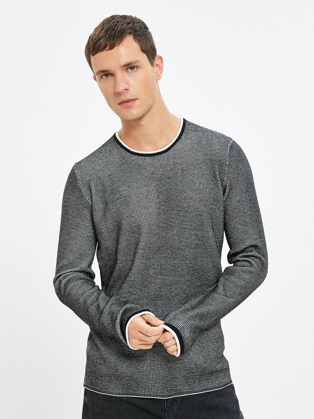 

Koton Checked Acrylic Pullover Sweater, Grey