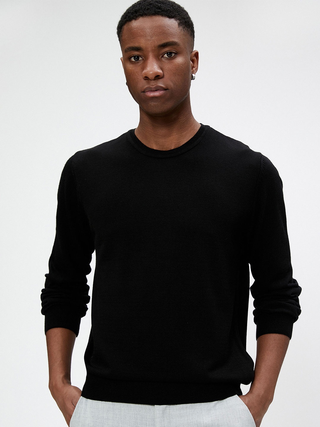 

Koton Round Neck Acrylic Pullover Sweater, Black