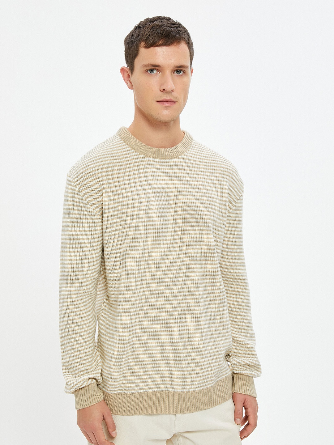 

Koton Striped Ribbed Pullover, White