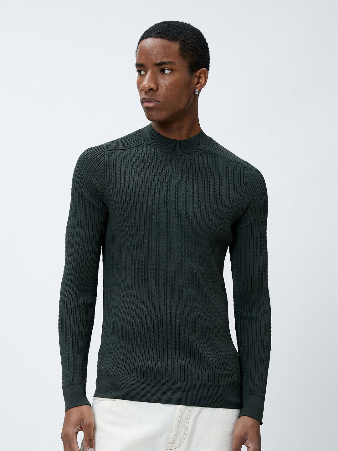 

Koton Self Design Cable Knit Pullover, Green