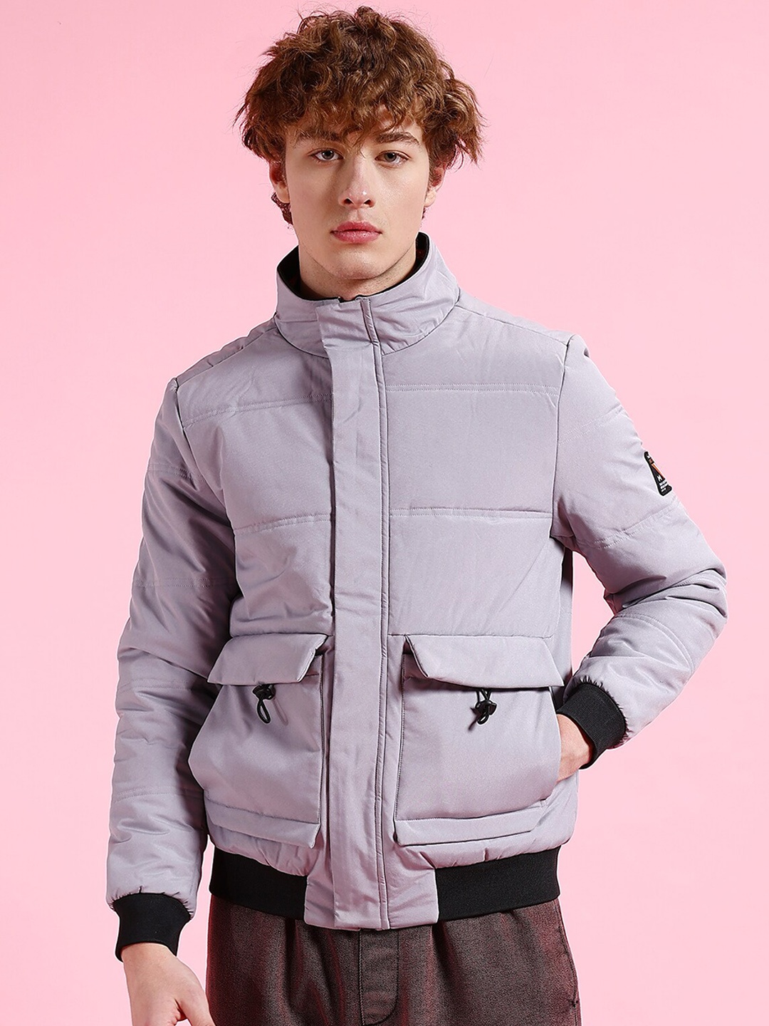 

The Indian Garage Co Men Regular Fit Padded Bomber Jacket, Grey