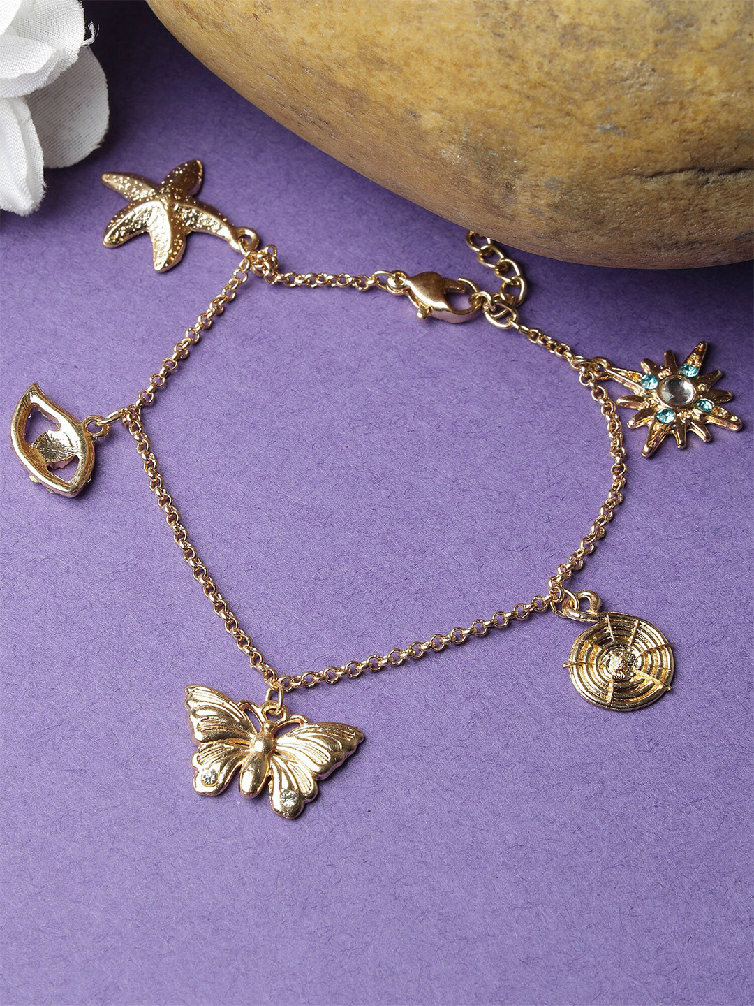 

Bohey by KARATCART Gold-Plated Charm Bracelet