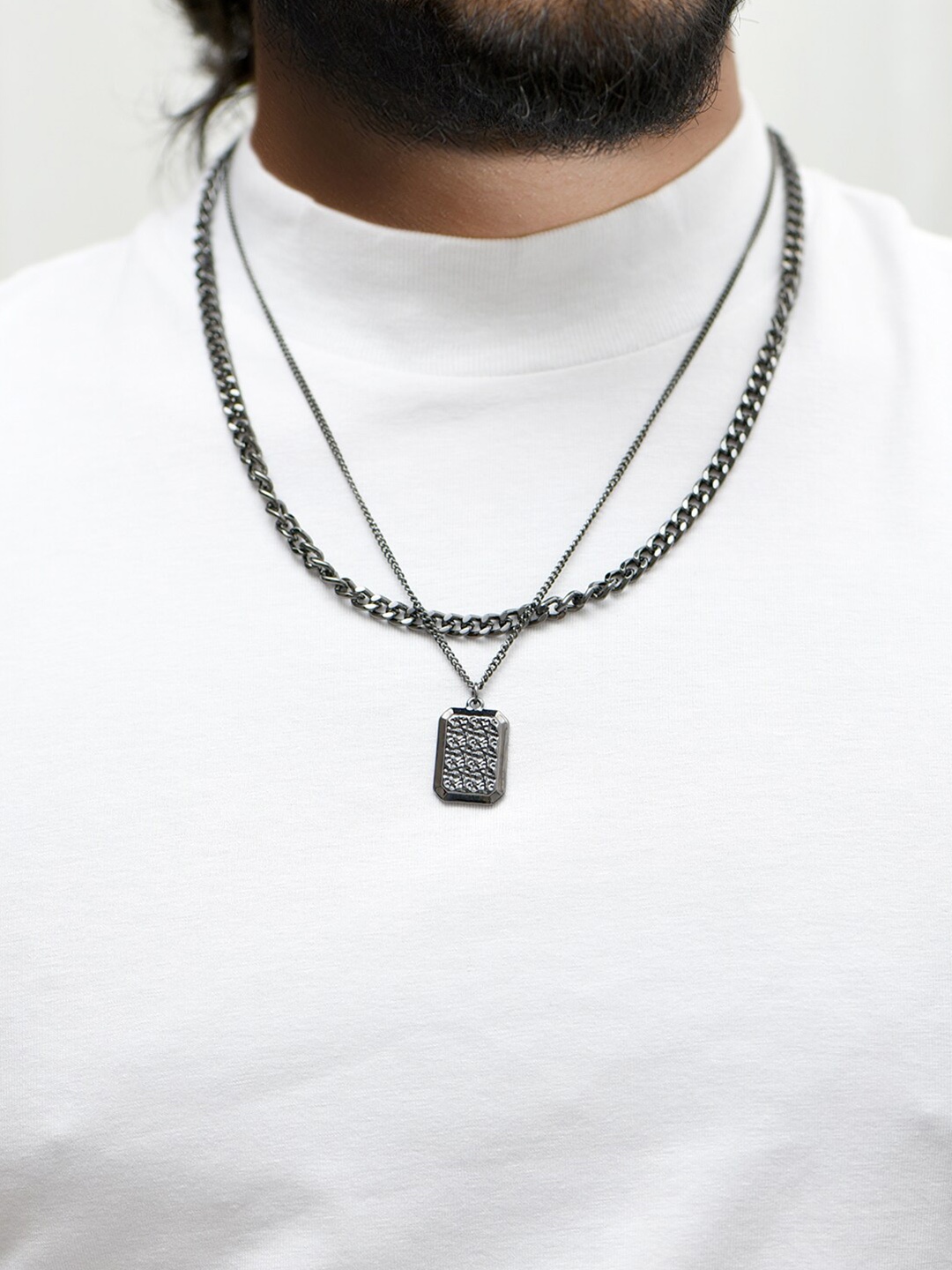 

The Bro Code Men Silver-Plated Layered Necklace