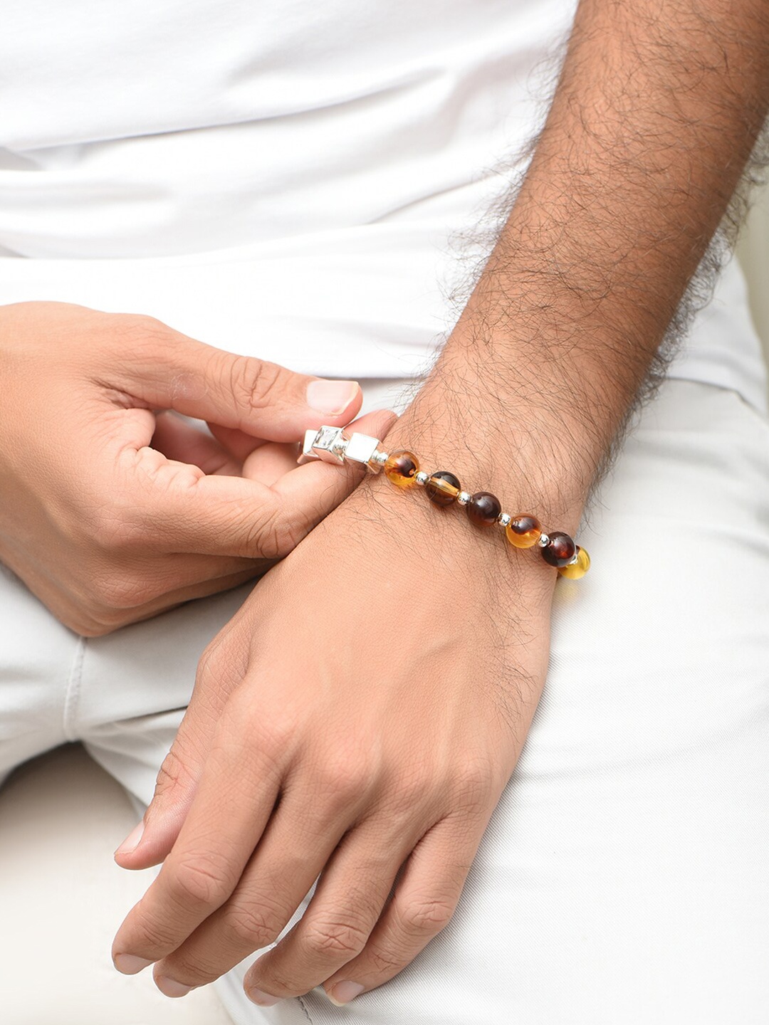

The Bro Code Men Silver-Plated Elasticated Bracelet