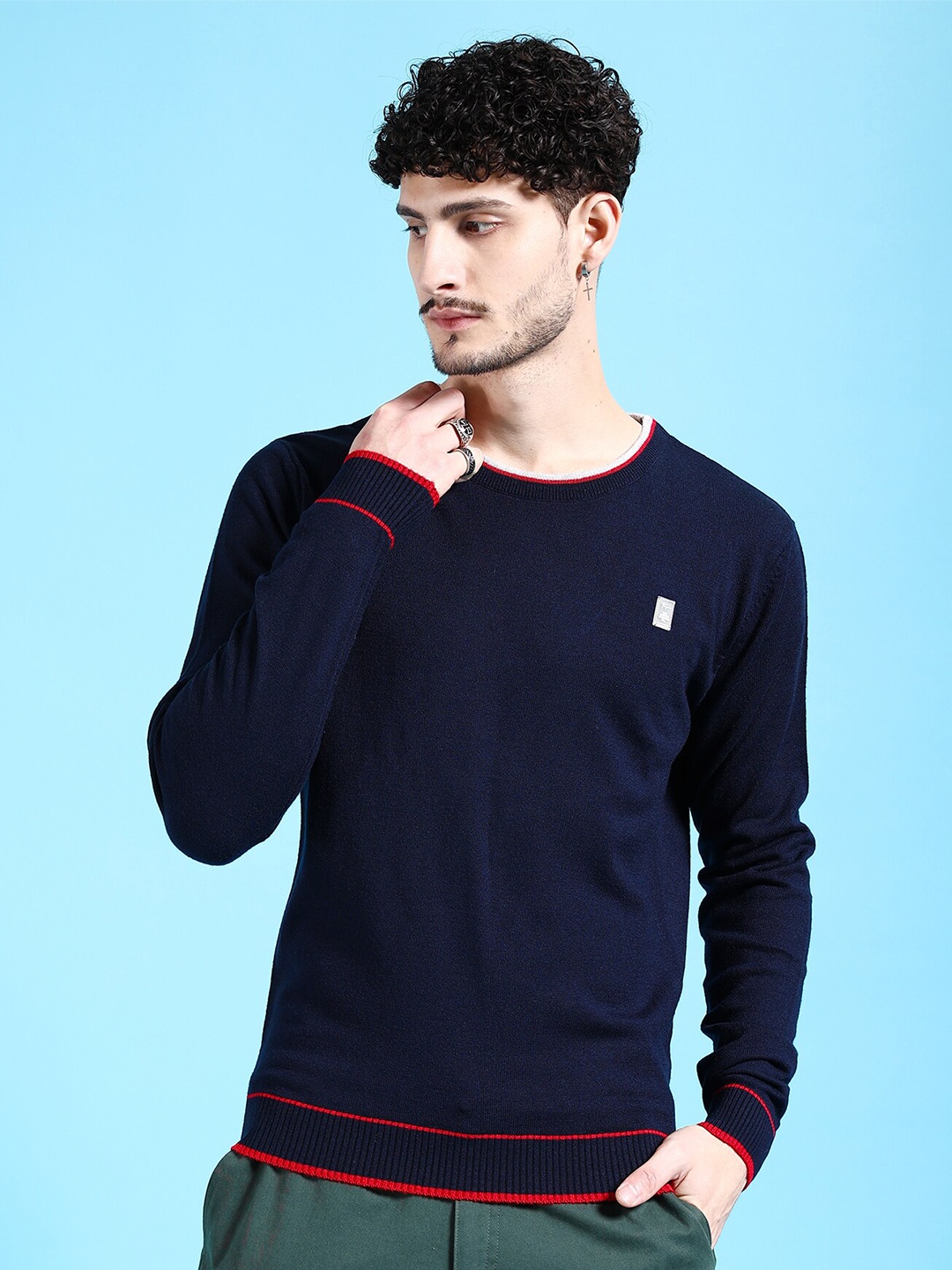 

The Indian Garage Co Round Neck Acrylic Pullover, Navy blue