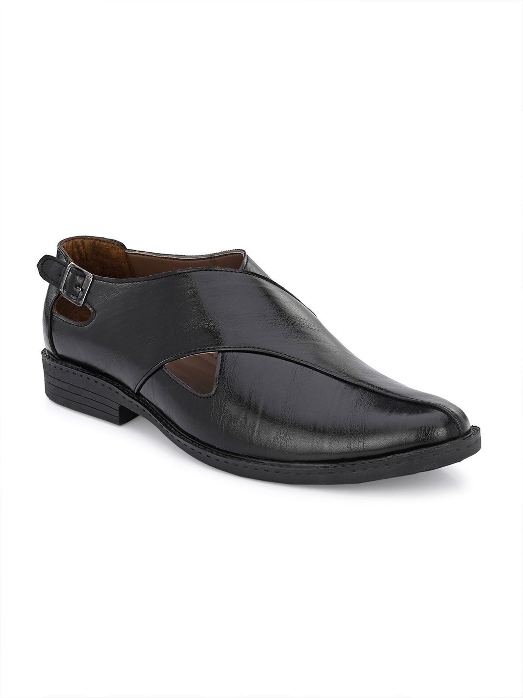 

John Karsun Men Shoe-Style Sandals With Buckle, Black