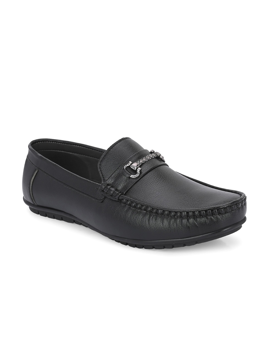 

John Karsun Men Textured Antibacterial Horsebit Loafers, Black