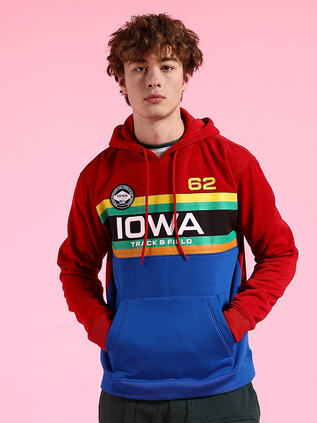 

The Indian Garage Co Men Red Printed Hooded Sweatshirt