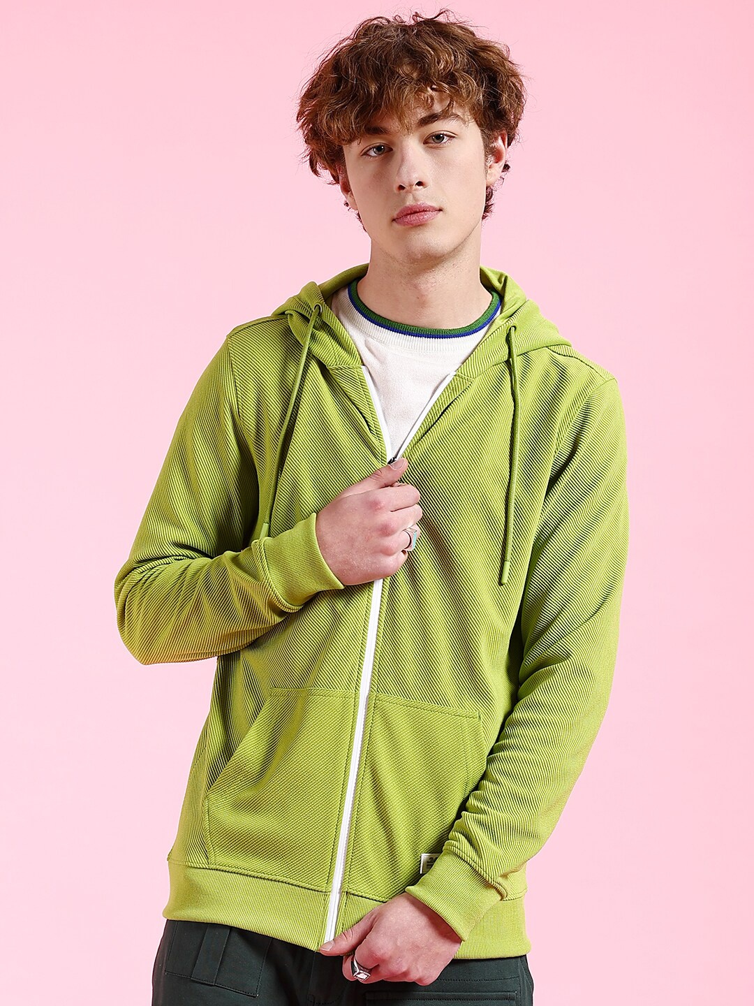 

The Indian Garage Co Long Sleeves Hood Zipfront Sweatshirt, Green