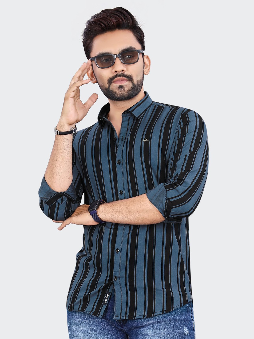 

ADWYN PETER Men Multicoloured Opaque Striped Casual Shirt, Multi