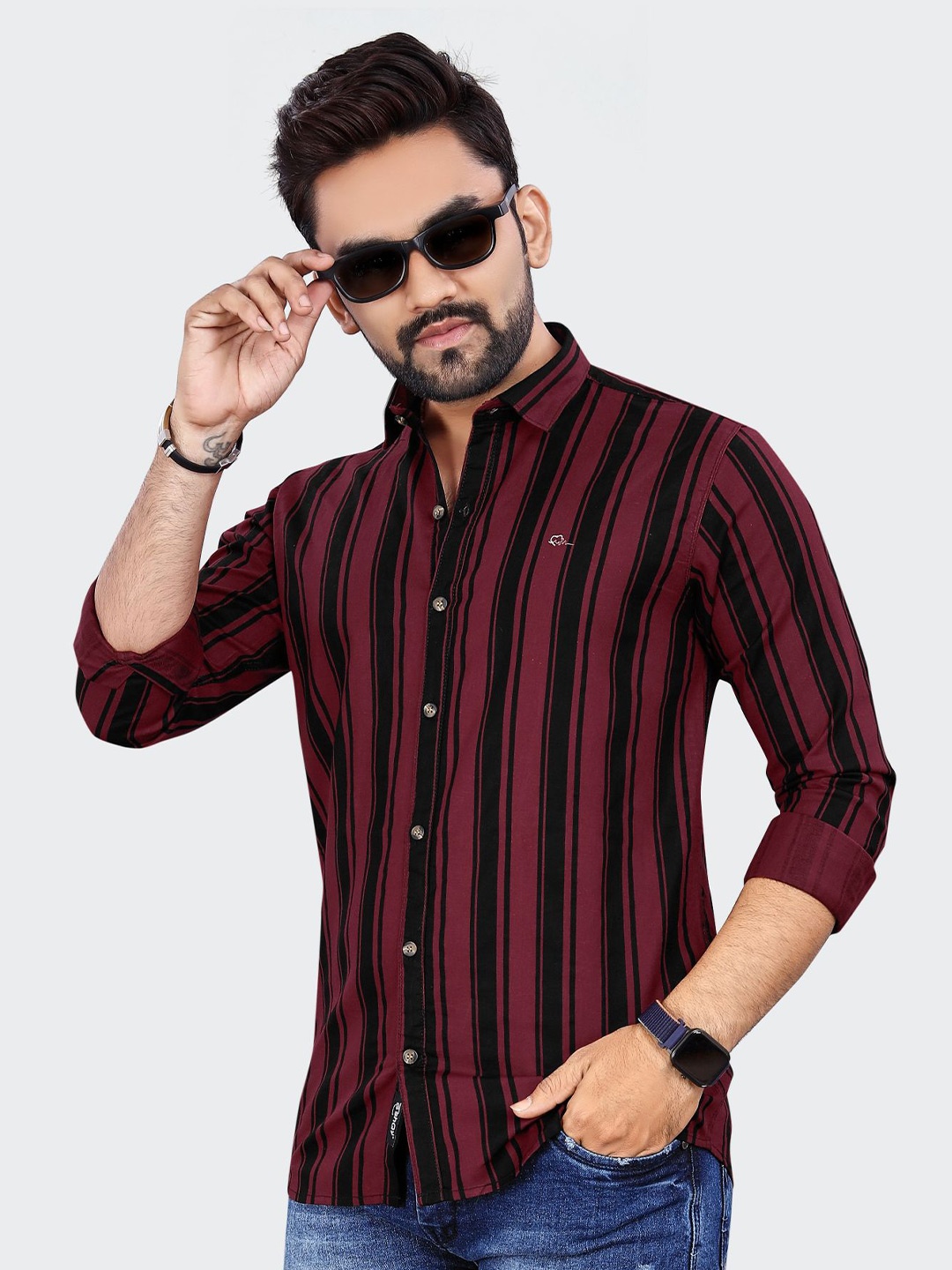 

ADWYN PETER Men Multicoloured Opaque Striped Casual Shirt, Multi
