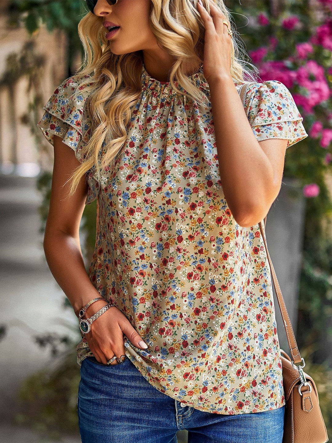 

StyleCast Khaki Print Tank Top