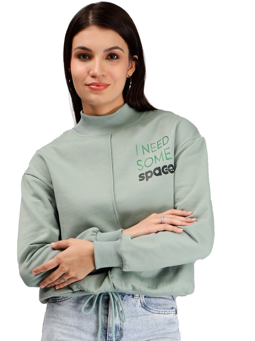 

Miga by Shaberry Women Green Hooded Sweatshirt