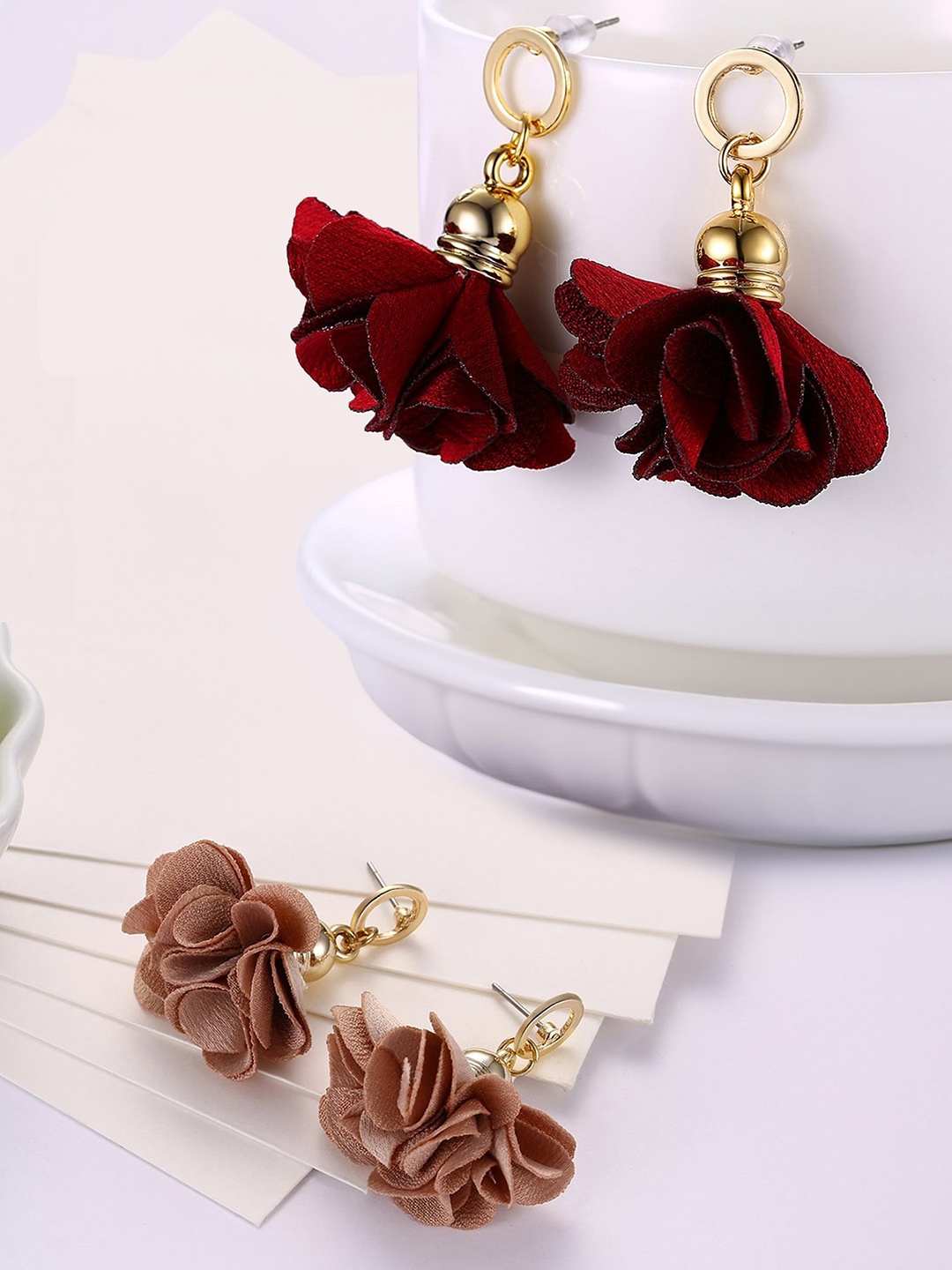 

Yellow Chimes Red Contemporary Drop Earrings