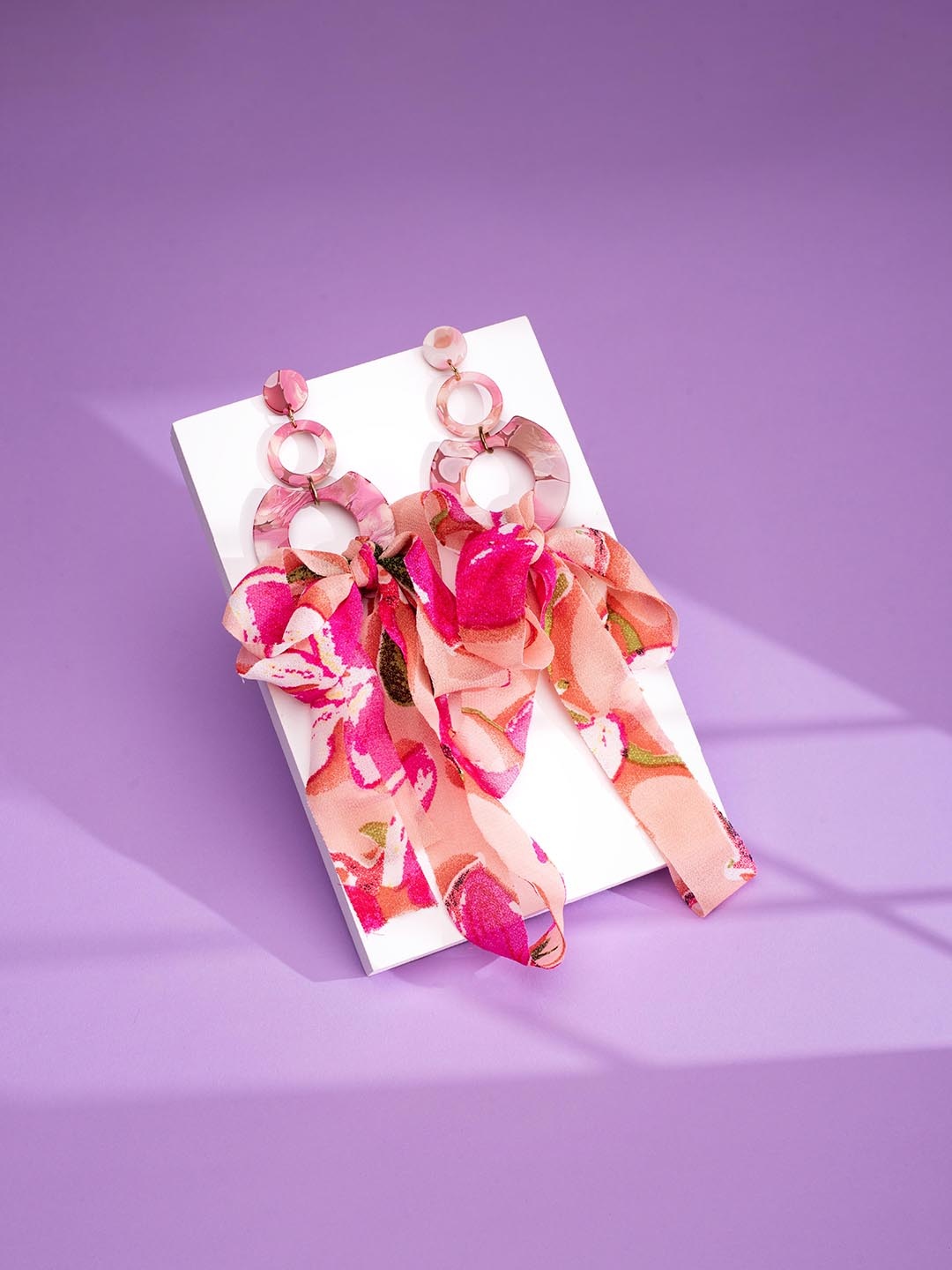 

Yellow Chimes Contemporary Drop Earrings, Pink