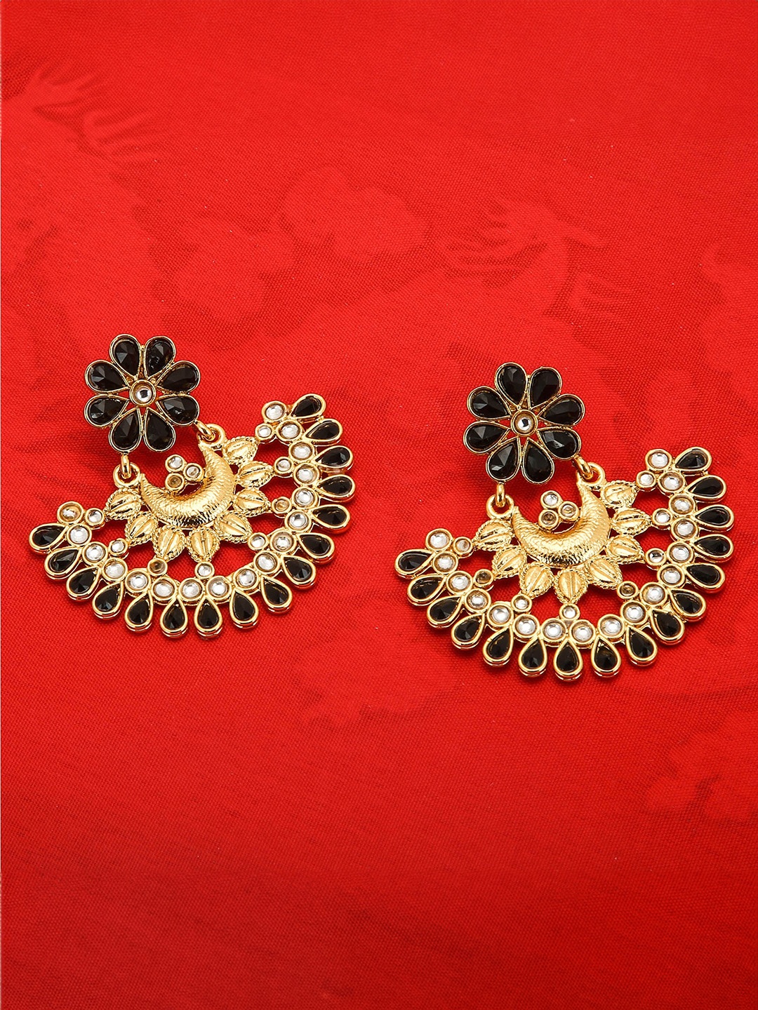 

Yellow Chimes Black Contemporary Chandbalis Earrings