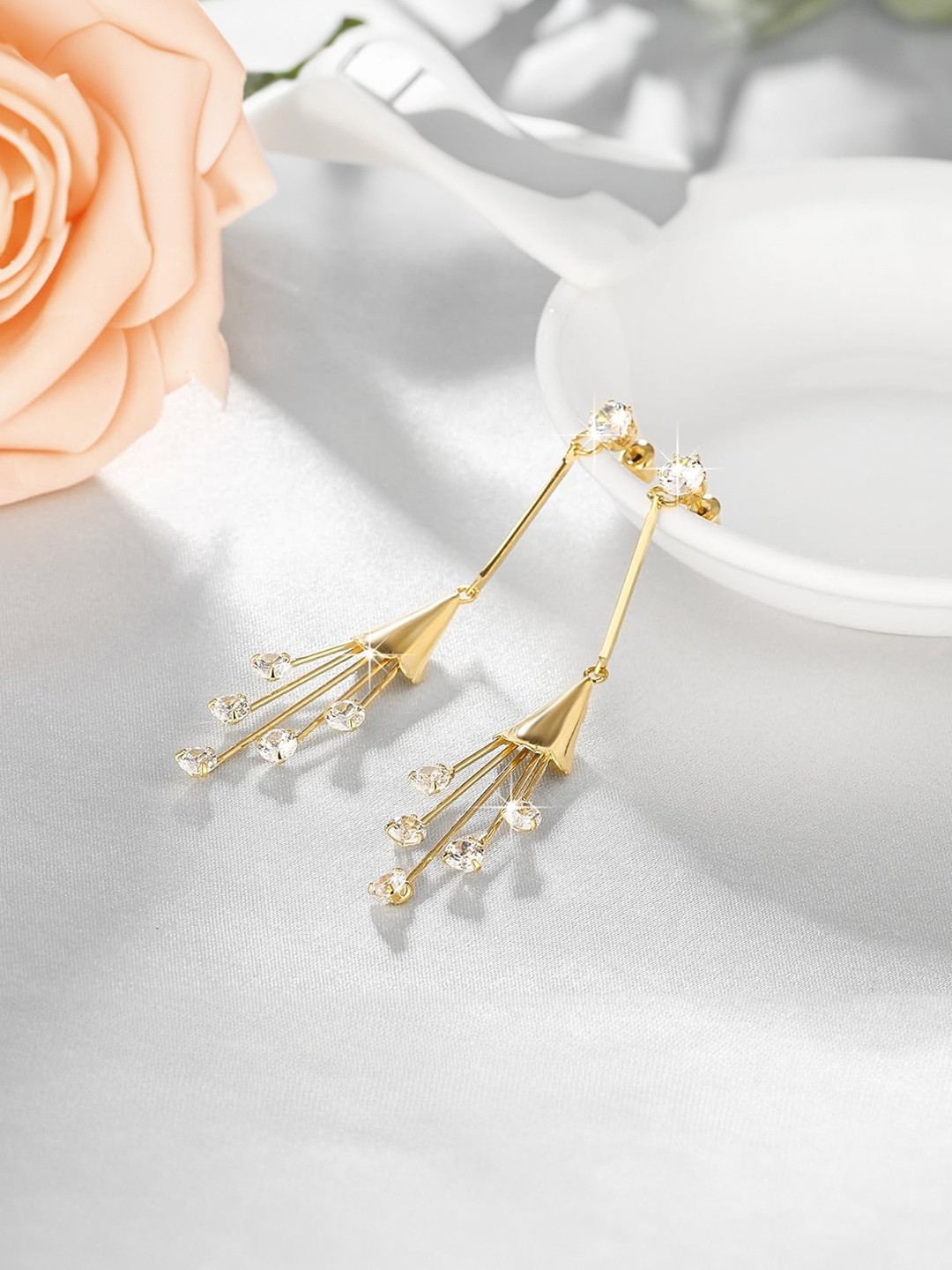 

Yellow Chimes Rose Gold Contemporary Drop Earrings