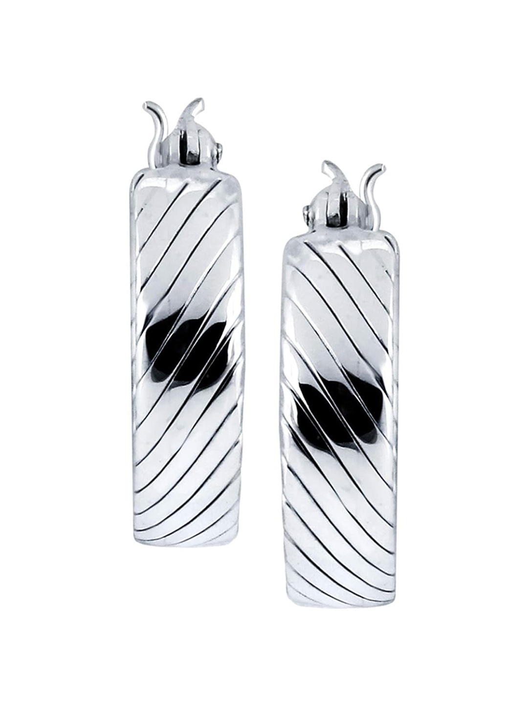 

Yellow Chimes Silver-Toned Contemporary Hoop Earrings