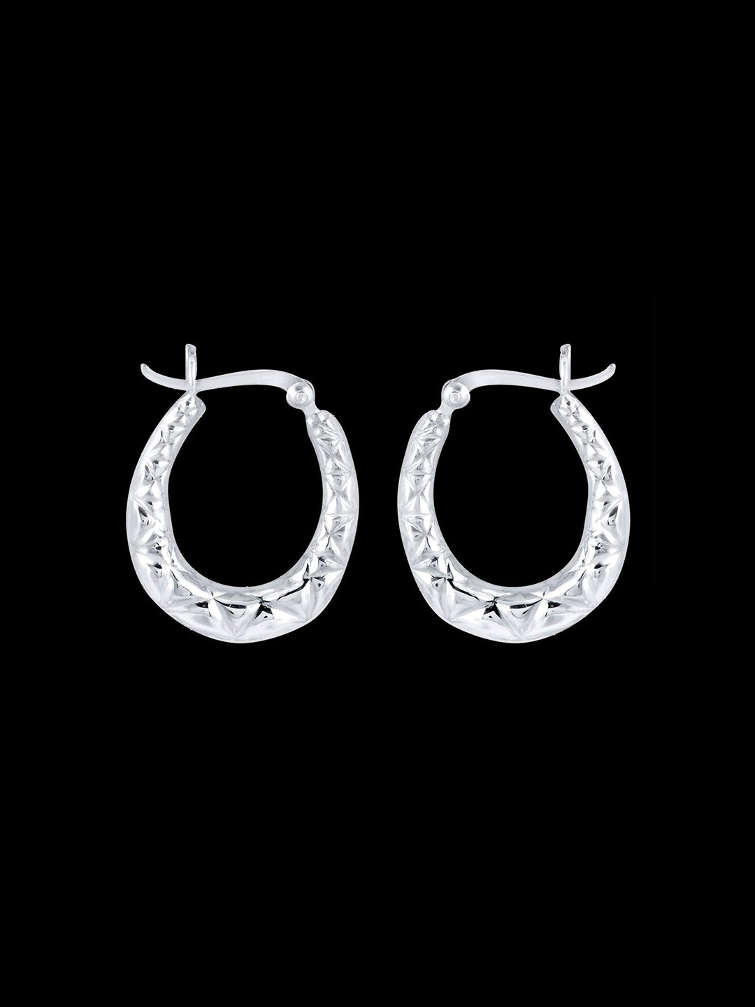 

Yellow Chimes Silver-Toned Contemporary Hoop Earrings