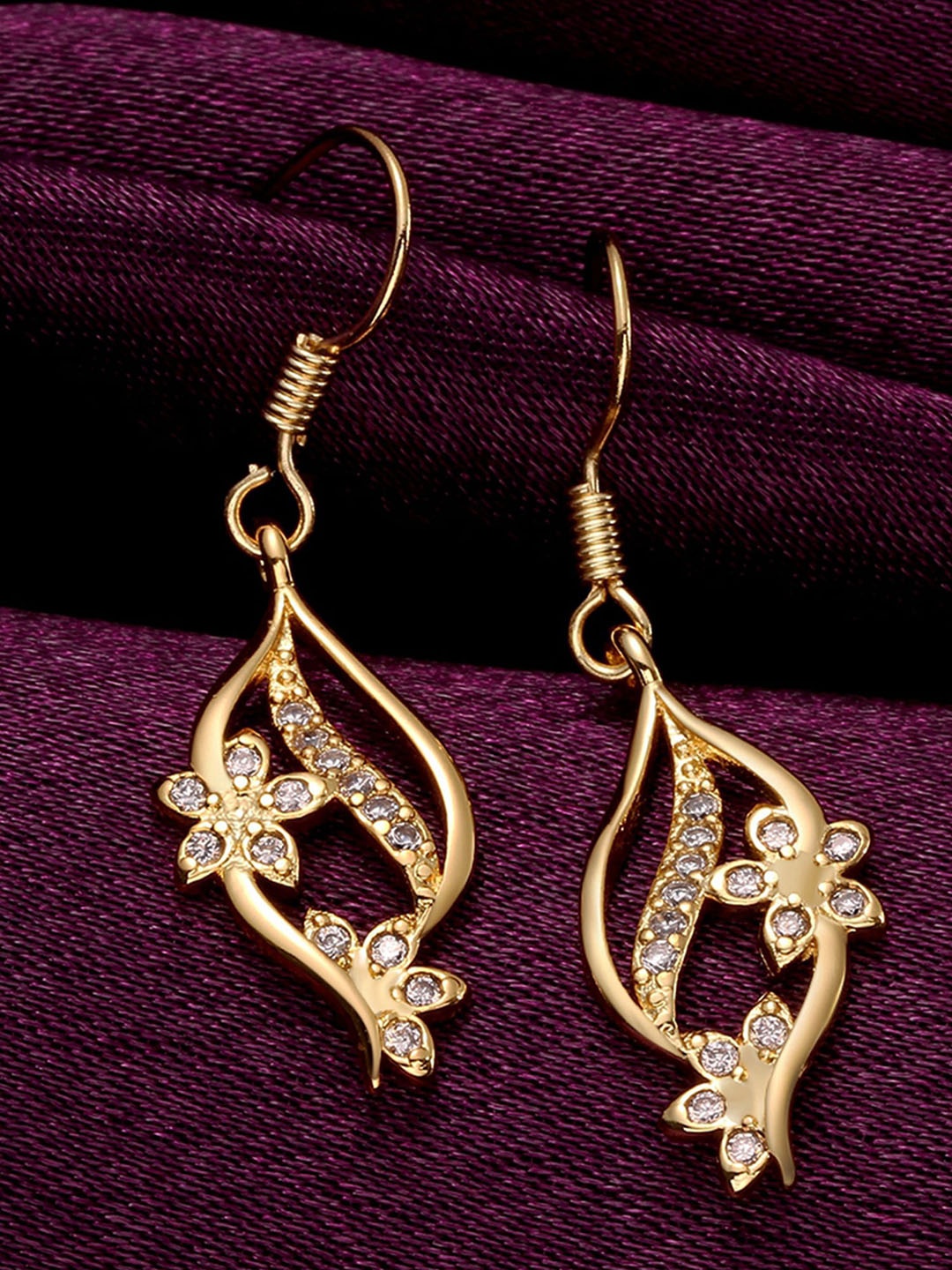 

Yellow Chimes Gold-Toned Contemporary Drop Earrings