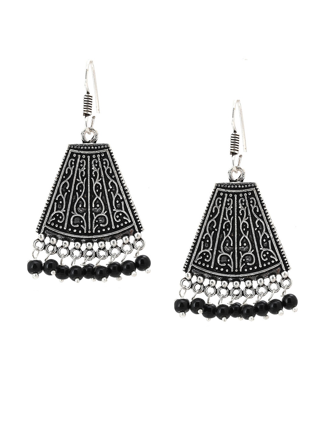 

Yellow Chimes Silver-Toned Contemporary Jhumkas Earrings