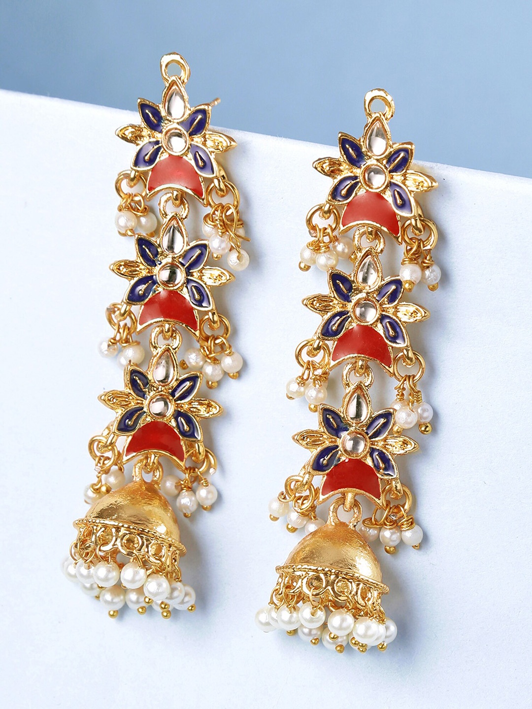 

Yellow Chimes Blue Contemporary Jhumkas Earrings