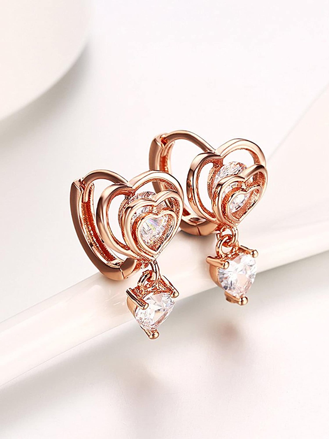 

Yellow Chimes Rose Gold Contemporary Half Hoop Earrings