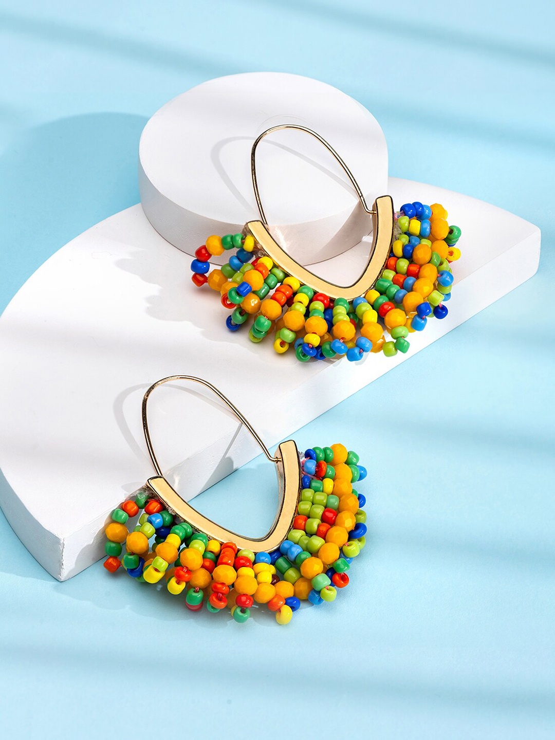 

Yellow Chimes Multicoloured Contemporary Hoop Earrings, Multi