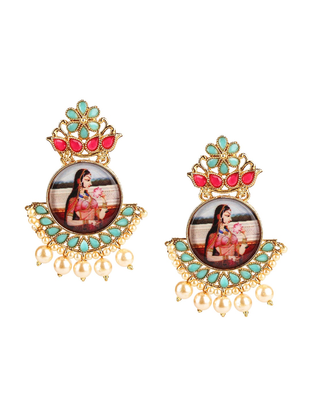 

Yellow Chimes Green Contemporary Chandbalis Earrings