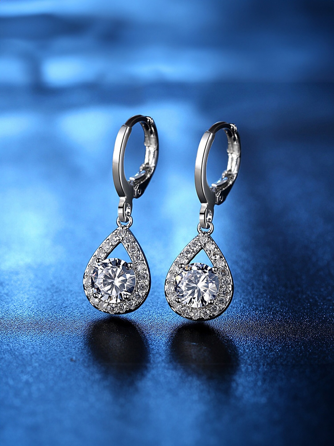 

Yellow Chimes Silver-Toned Contemporary Half Hoop Earrings