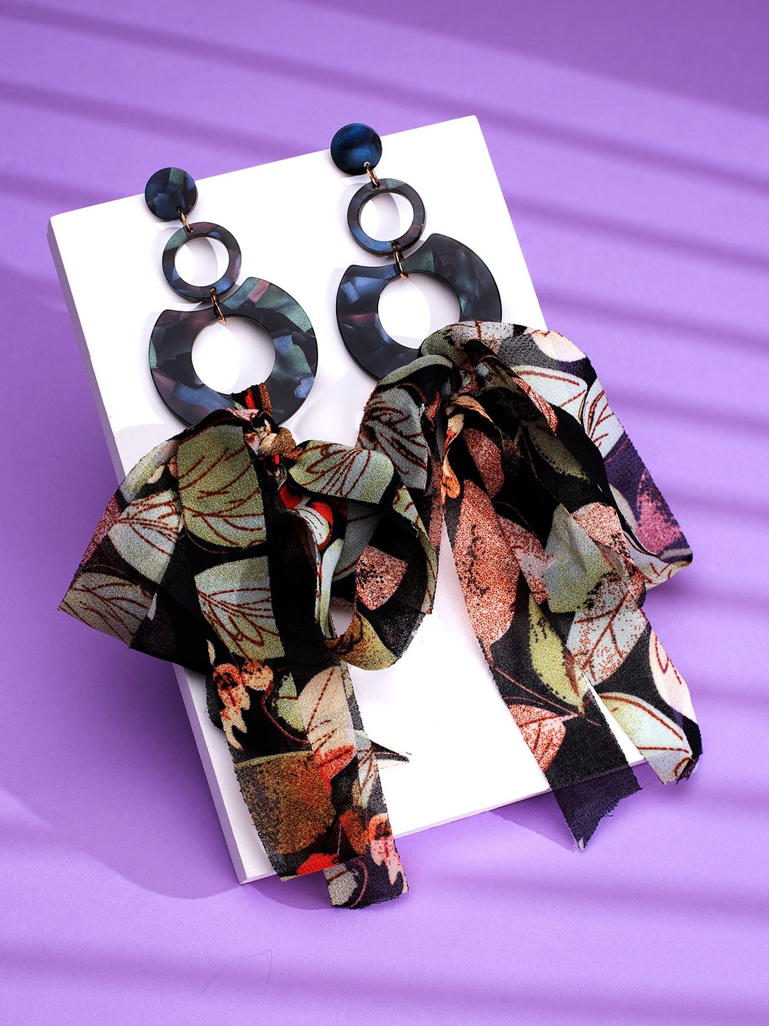 

Yellow Chimes Black Contemporary Drop Earrings