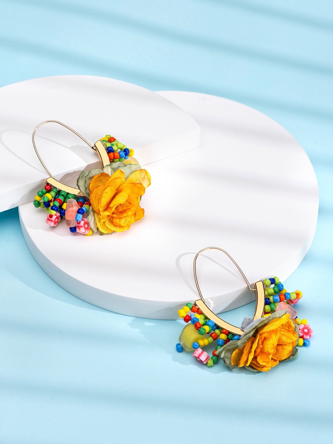 

Yellow Chimes Multicoloured Contemporary Hoop Earrings, Multi