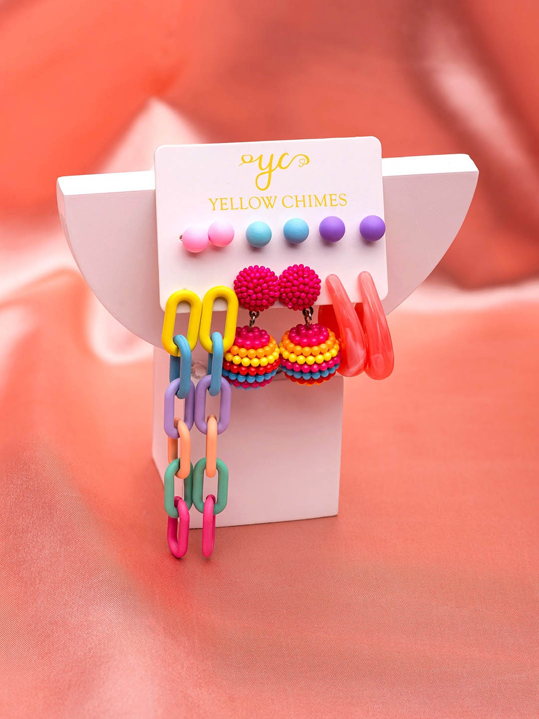 

Yellow Chimes Multicoloured Contemporary Studs Earrings, Multi