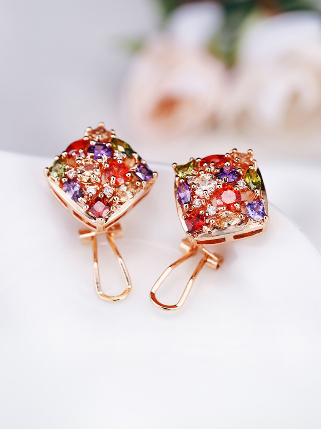 

Yellow Chimes Multicoloured Contemporary Studs Earrings, Multi