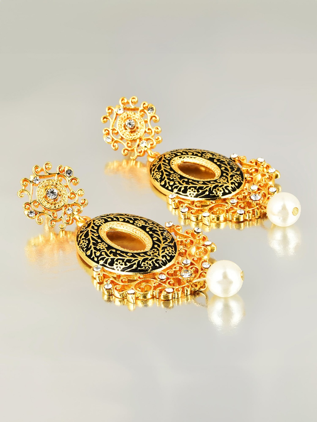 

Yellow Chimes Black Contemporary Drop Earrings