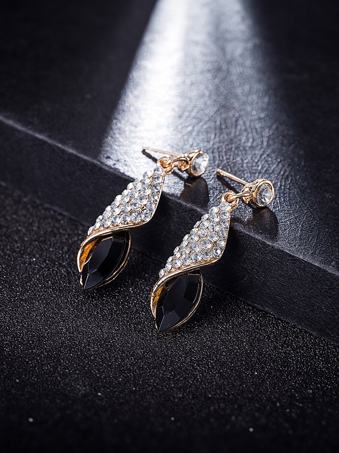 

Yellow Chimes Black Contemporary Drop Earrings