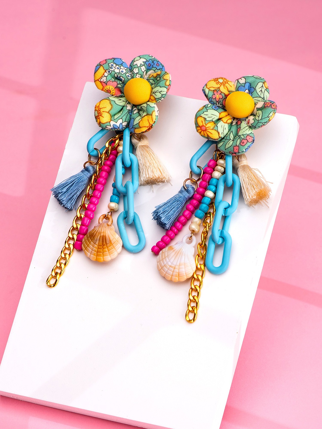 

Yellow Chimes Beaded Contemporary Drop Earrings, Gold