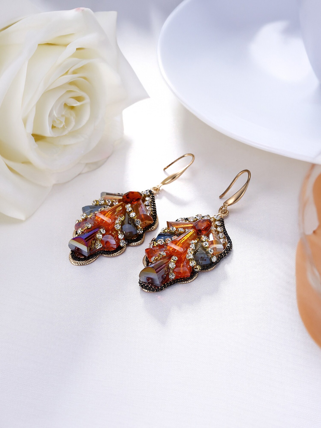 

Yellow Chimes Orange Contemporary Drop Earrings