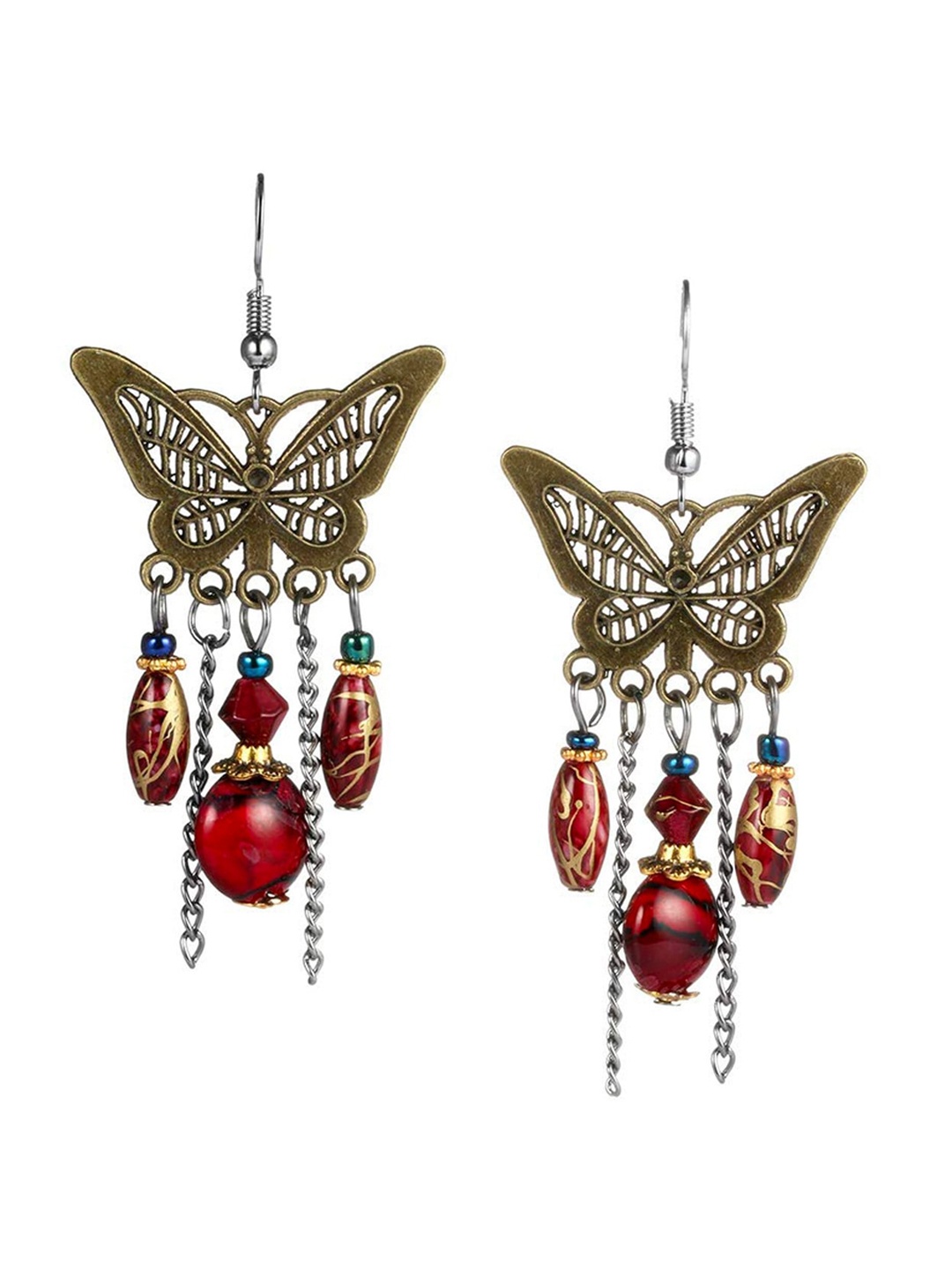 

Yellow Chimes Red Contemporary Drop Earrings