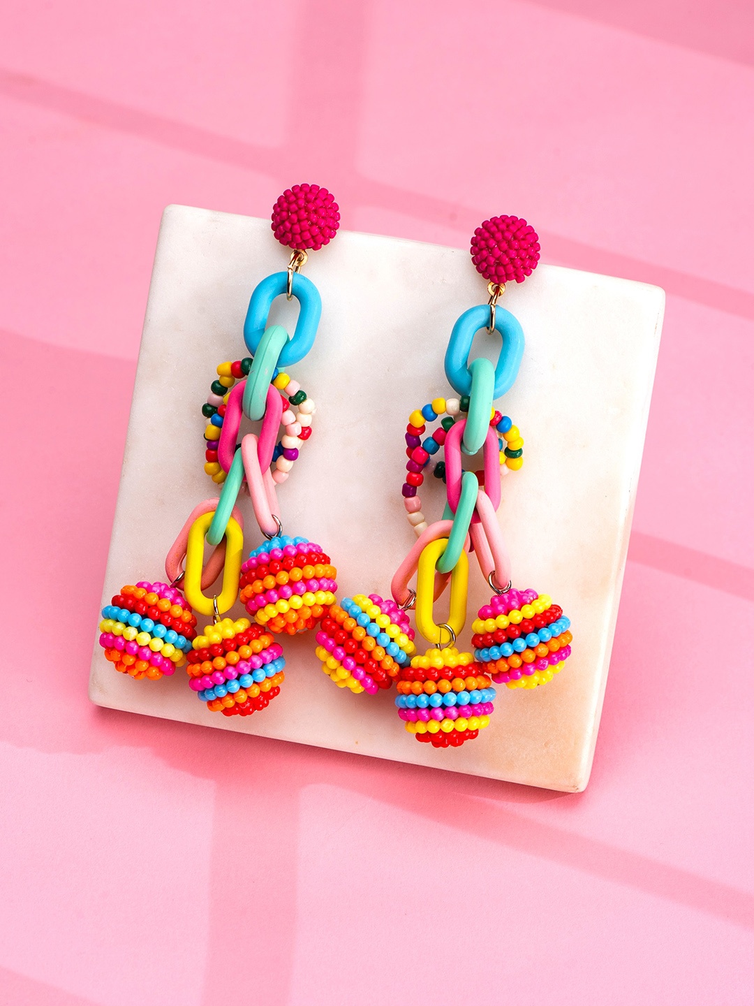 

Yellow Chimes Multicoloured Contemporary Hoop Earrings, Multi