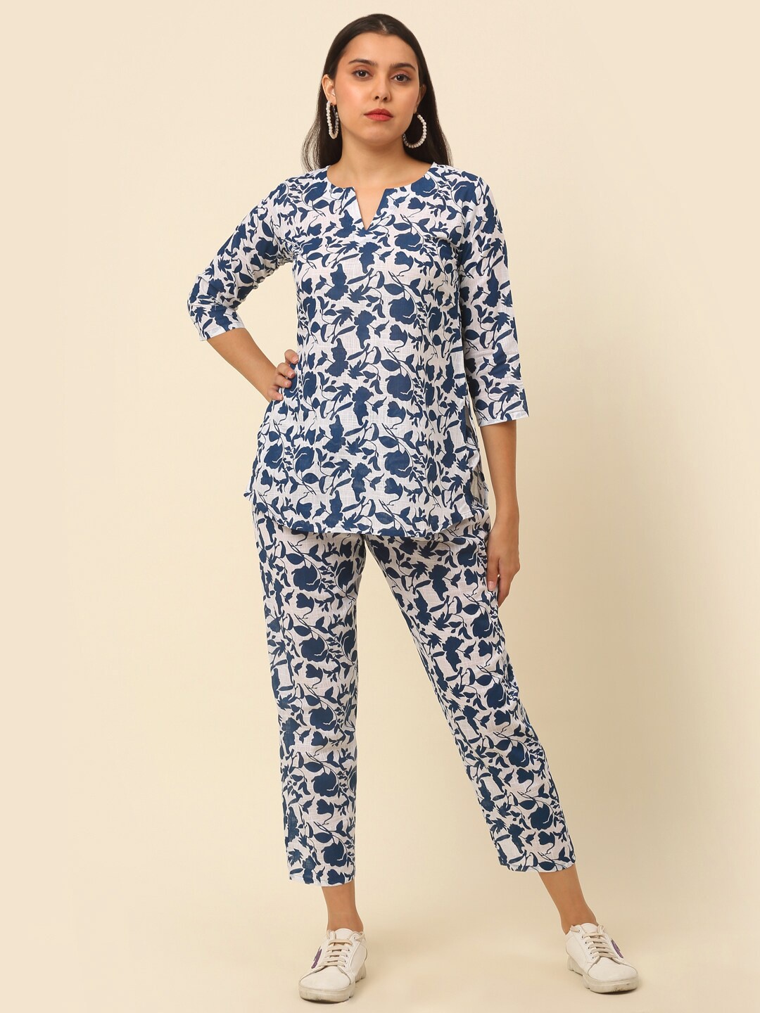 

Laado - Pamper Yourself Floral Printed Pure Cotton Co-Ords, White