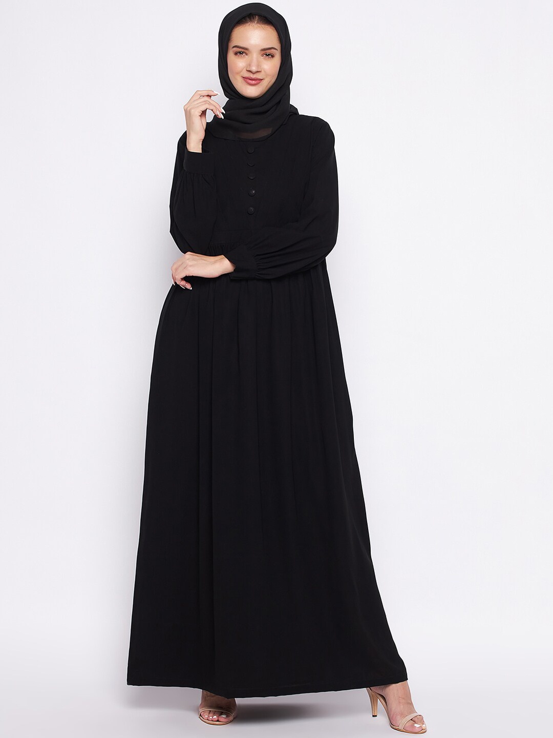 

NABIA Round Neck Abaya Burqa, Black